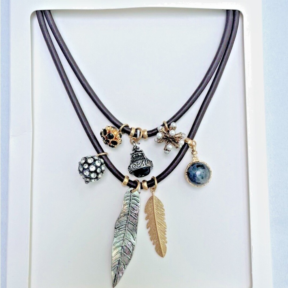 NWT. Zara Pack of two Cord Necklaces  with Charms.